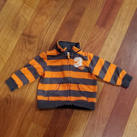 Carter's Striped Football Zip-up 9 Months - Picture 2 of 4